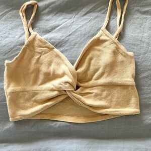 Twist Front Beige Crop Top